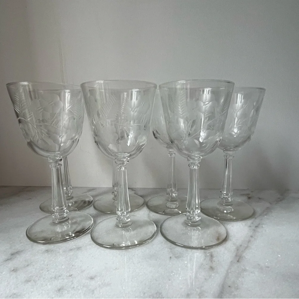Libbey Glass Company Crystal Garland wine goblet, glasses set of 7